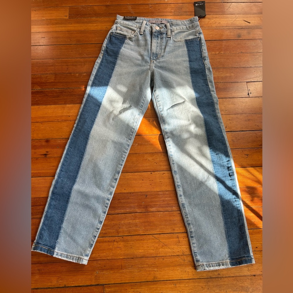 Two tone straight leg jeans